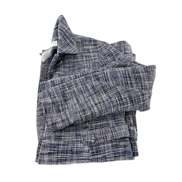 Liz Claiborne Petite 10P Navy Tweed Pea Coat 100% Silk Shell Button Front Jacket - Picture 9 of 13